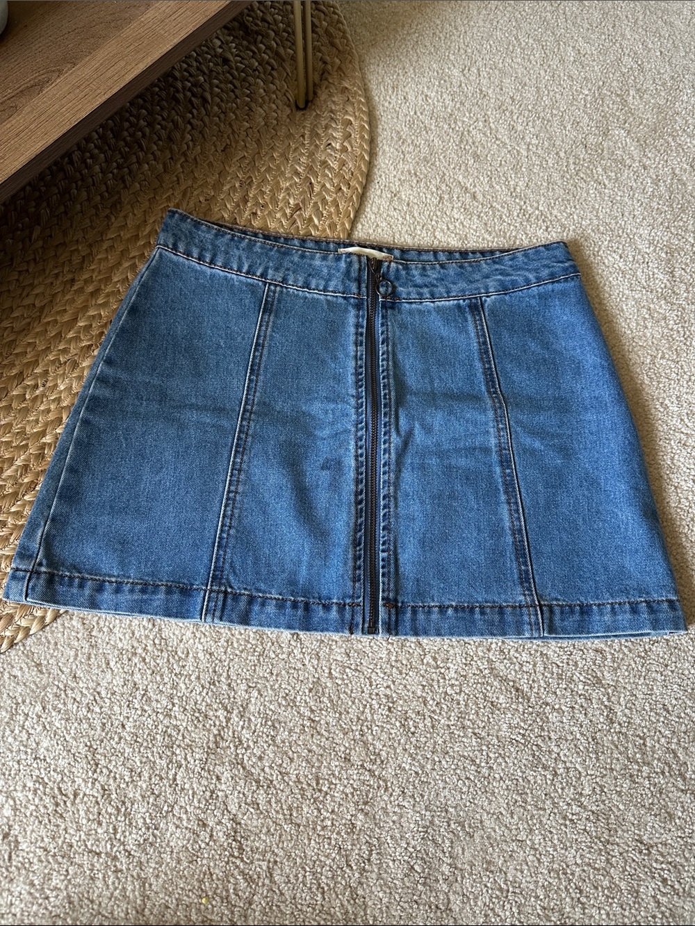 Altar'd State Blue Denim Mini Skirt with Center Zip